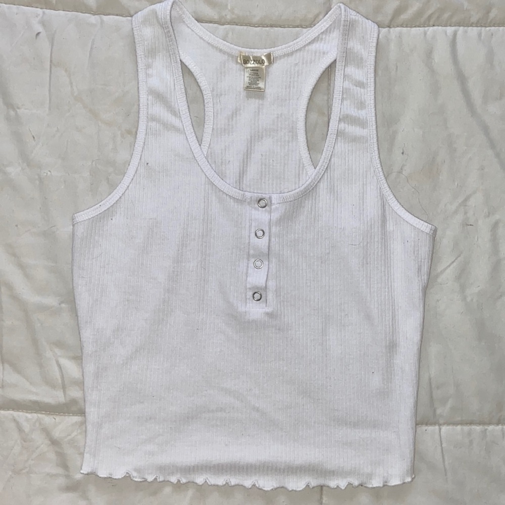 Cropped white tank top